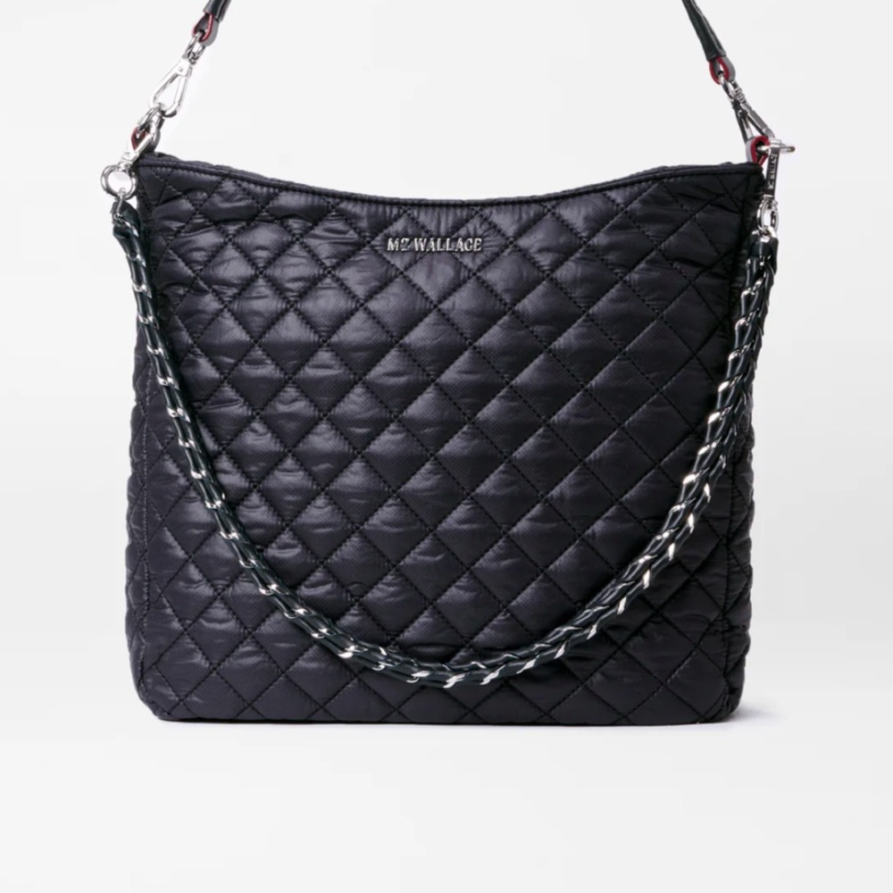 MZ Wallace Black Shoulder Bag with Quilted Design and Dual Straps